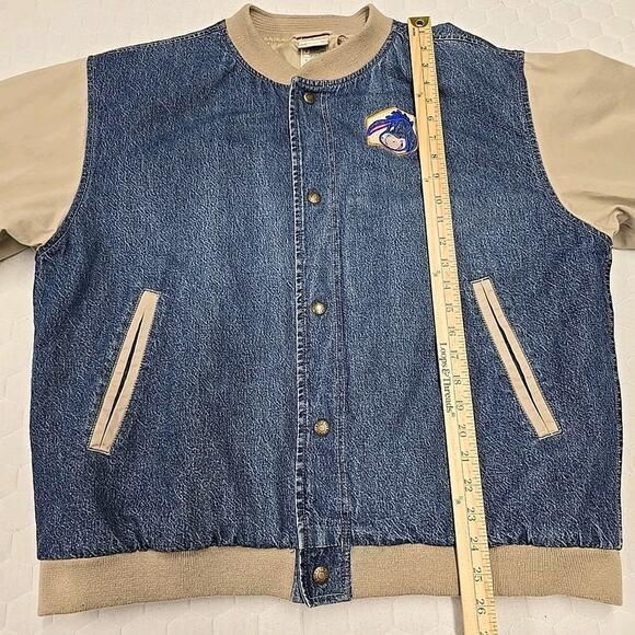 VTG Disney Store Eeyore Denim Varsity Jacket Sz M Quilted Bomber Winnie The Pooh - Picture 10 of 10